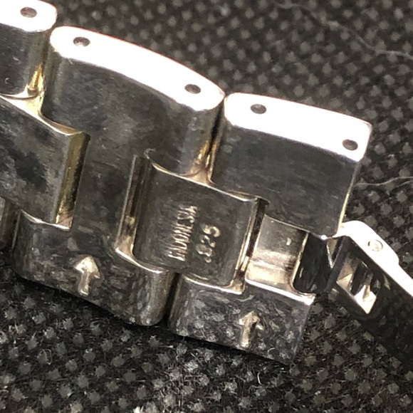 LOIS HILL Sterling Silver Large Round White Face Alternating Links Swiss Watch - Picture 8 of 17